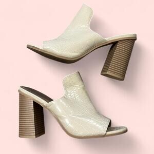 Cream croc print mules